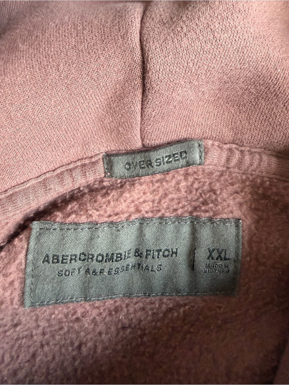 Abercrombie & Fitch Soft A&F Essentials Men’s Fleece Oversized Mauve Hoodie XXL - Picture 2 of 3